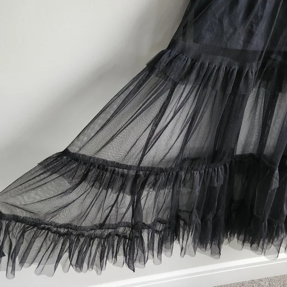 Anthropologie Maeve Tiered Tulle Tunic Dress Whimsigoth Witchy Dark Fairy Size L - Picture 5 of 11